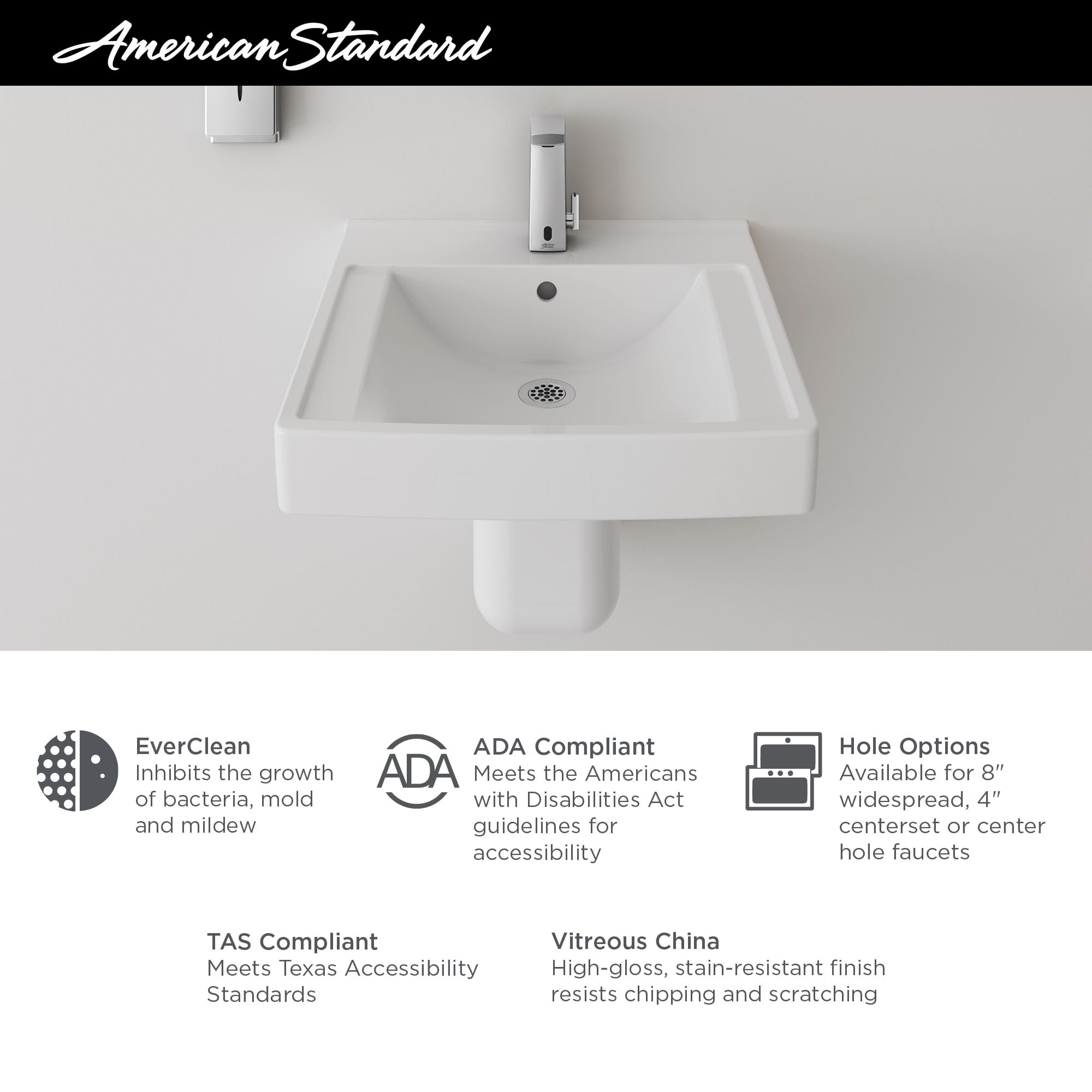 Decorum® 21 x 20-1/4-Inch (533 x 514 mm) Wall-Hung EverClean® Sink With Center Hole Only